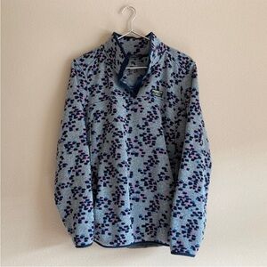 L.L. Bean Gray Patterned Fleece Pullover with Navy Trim